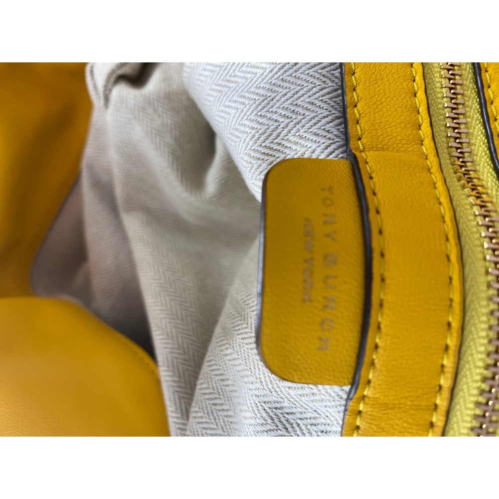 Tory Burch Zoe Tie Bag Floral Quilted Padded Hobo Shoulder Bag Yellow White - Picture 7 of 13